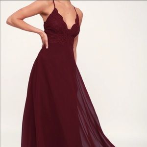 Lulus Madalyn Burgundy Maxi Dress